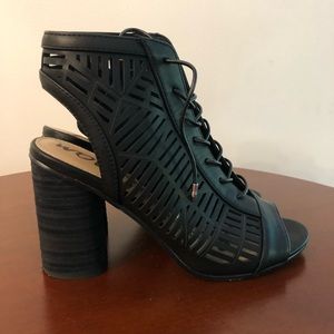 Sam Edelman Black Leather Lace-up Block Heel